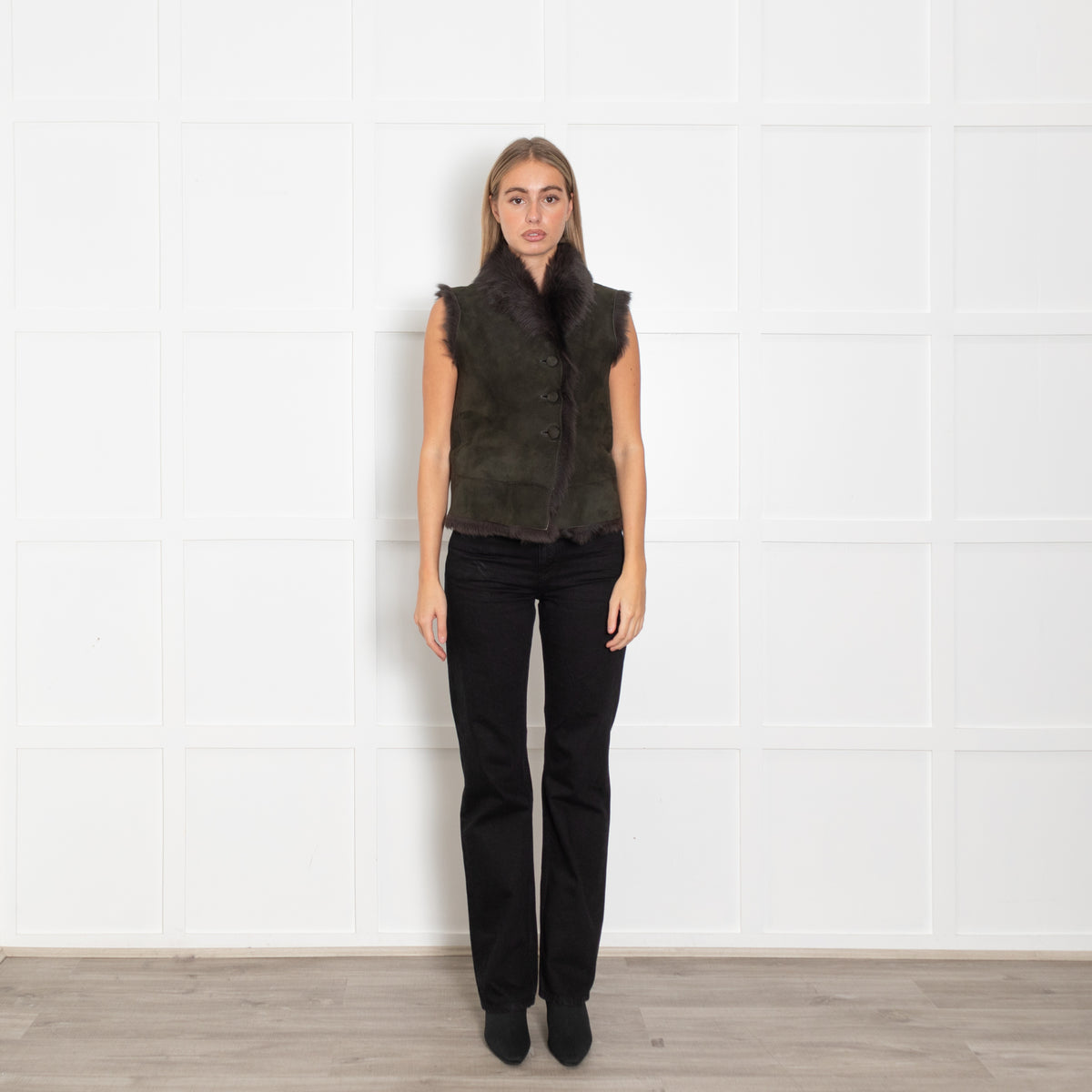 Joseph Green Suede Shearling Gilet