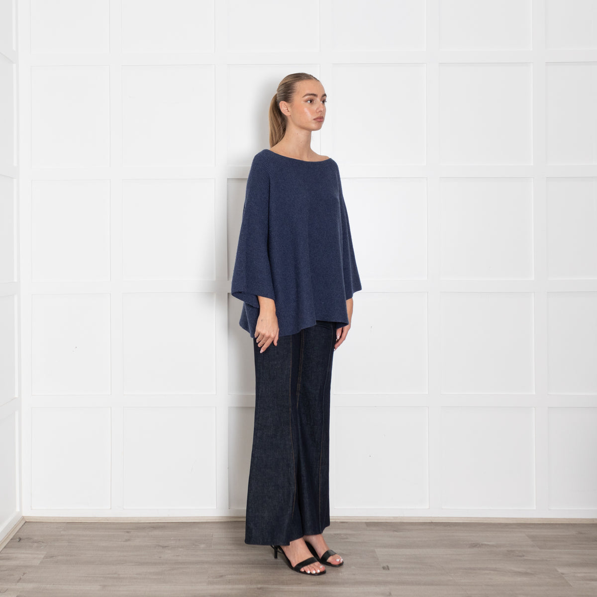 Bamford Blue Cashmere Wide Neck Top