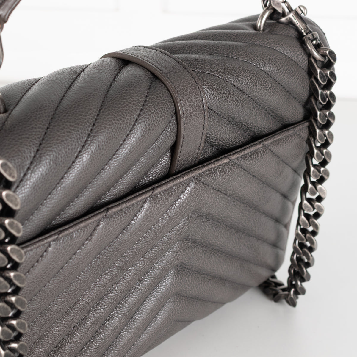 Saint Laurent Grey Leather College Monogram Crossbody