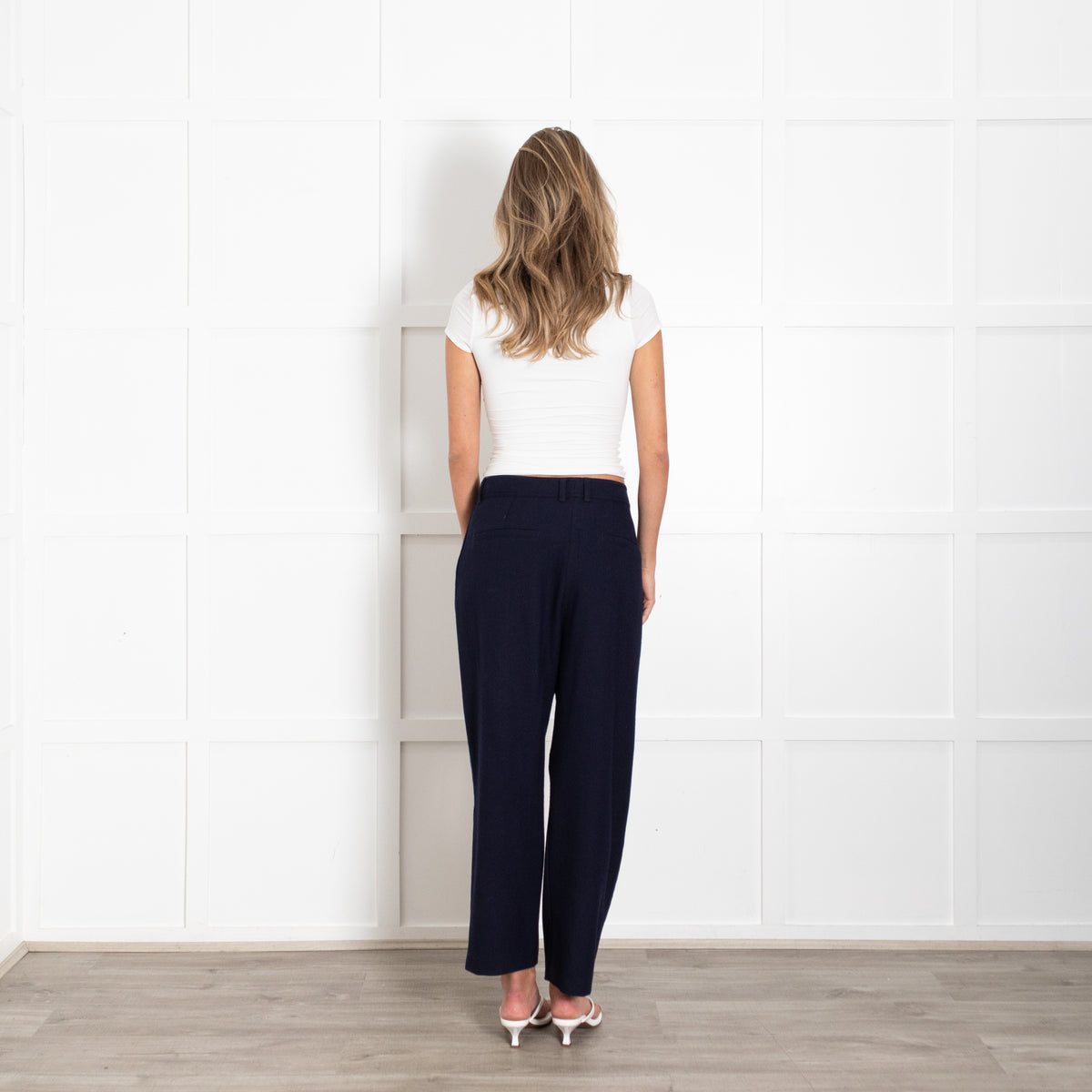 Me + Em Navy Chevron Textured Trousers