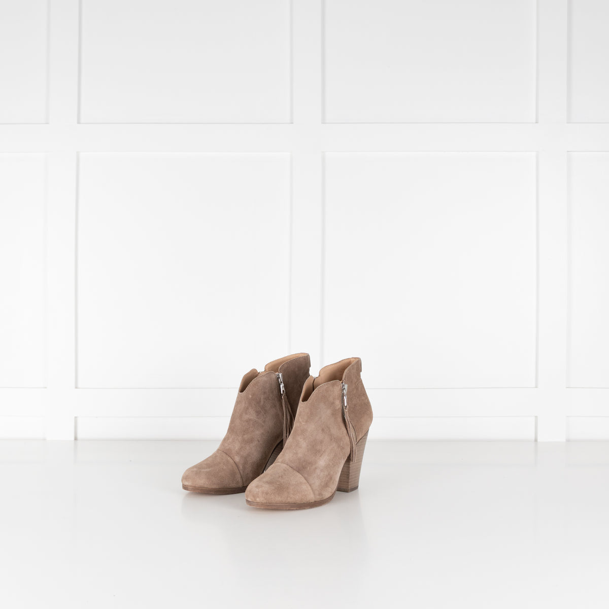 Rag & Bone Beige Suede Zip Up Ankle Boots