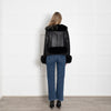 Charlotte Simone Black Faux Leather Fur Trimmed Jacket