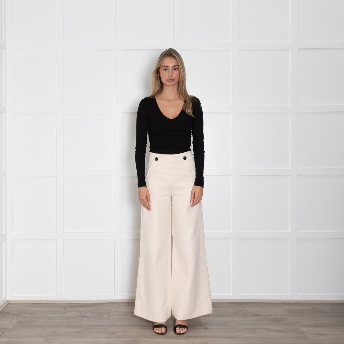 Me + Em Cream Bib Front Trousers