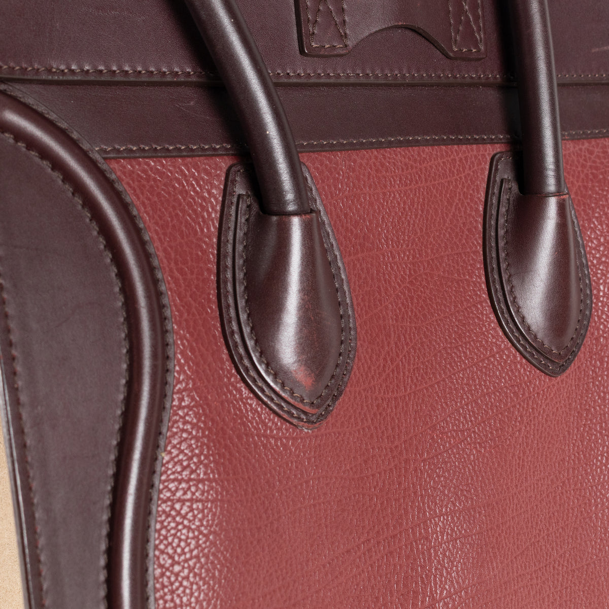 Celine Brown Burgundy Leather Luggage Nano Bag
