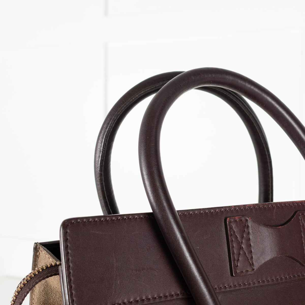 Celine Brown Burgundy Leather Luggage Nano Bag
