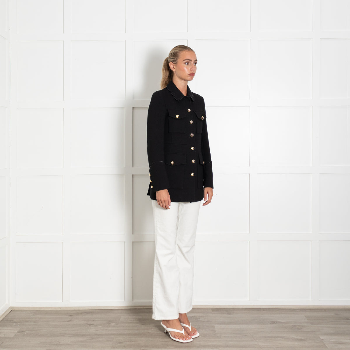 Belstaff x Liv Tyler Neel Black Utitlity Jacket With Gold Buttons