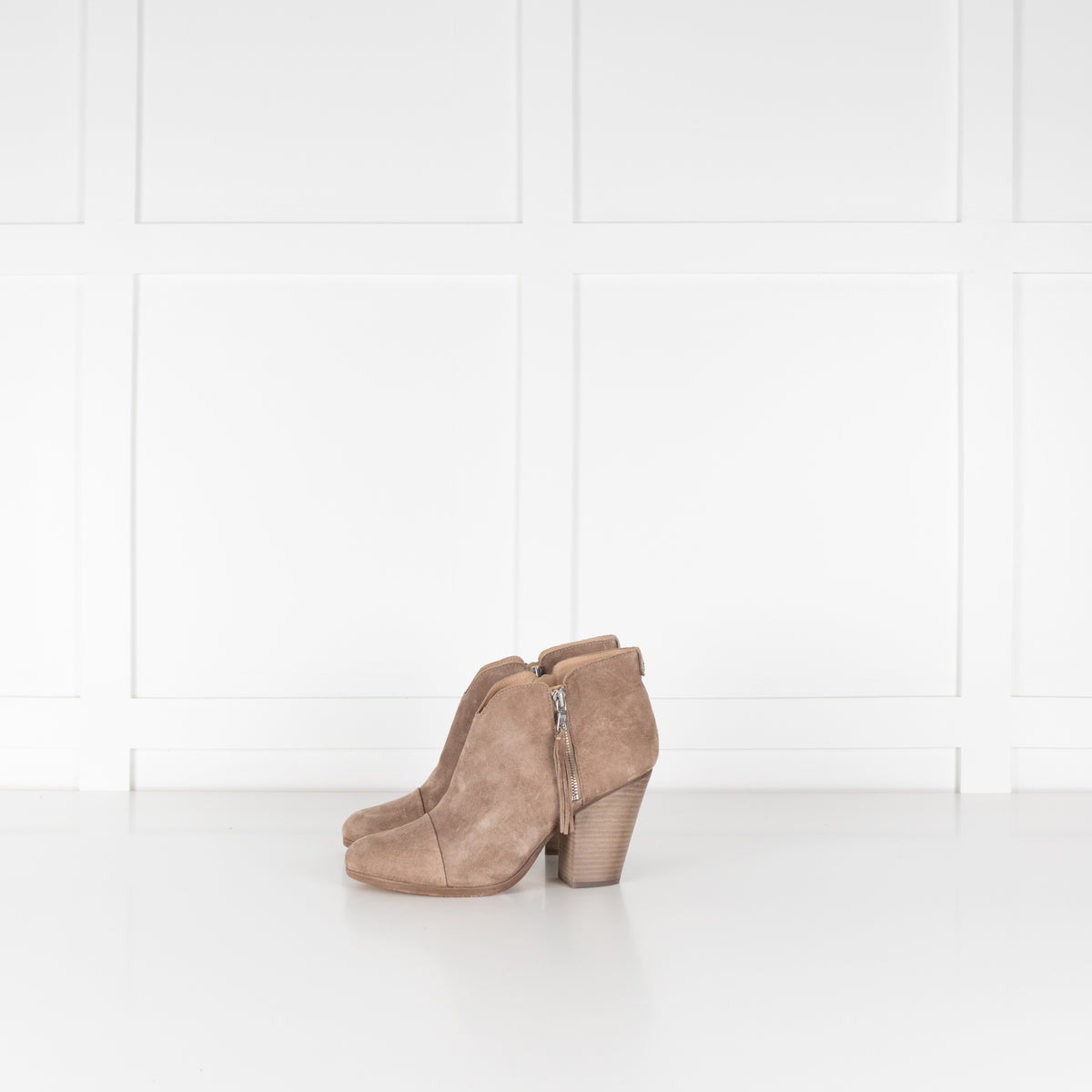 Rag & Bone Beige Suede Zip Up Ankle Boots