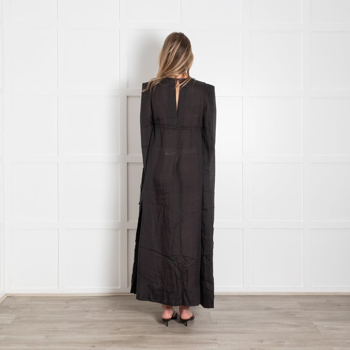 Rise & Fall Black Ramie Gauze Aegean Dress