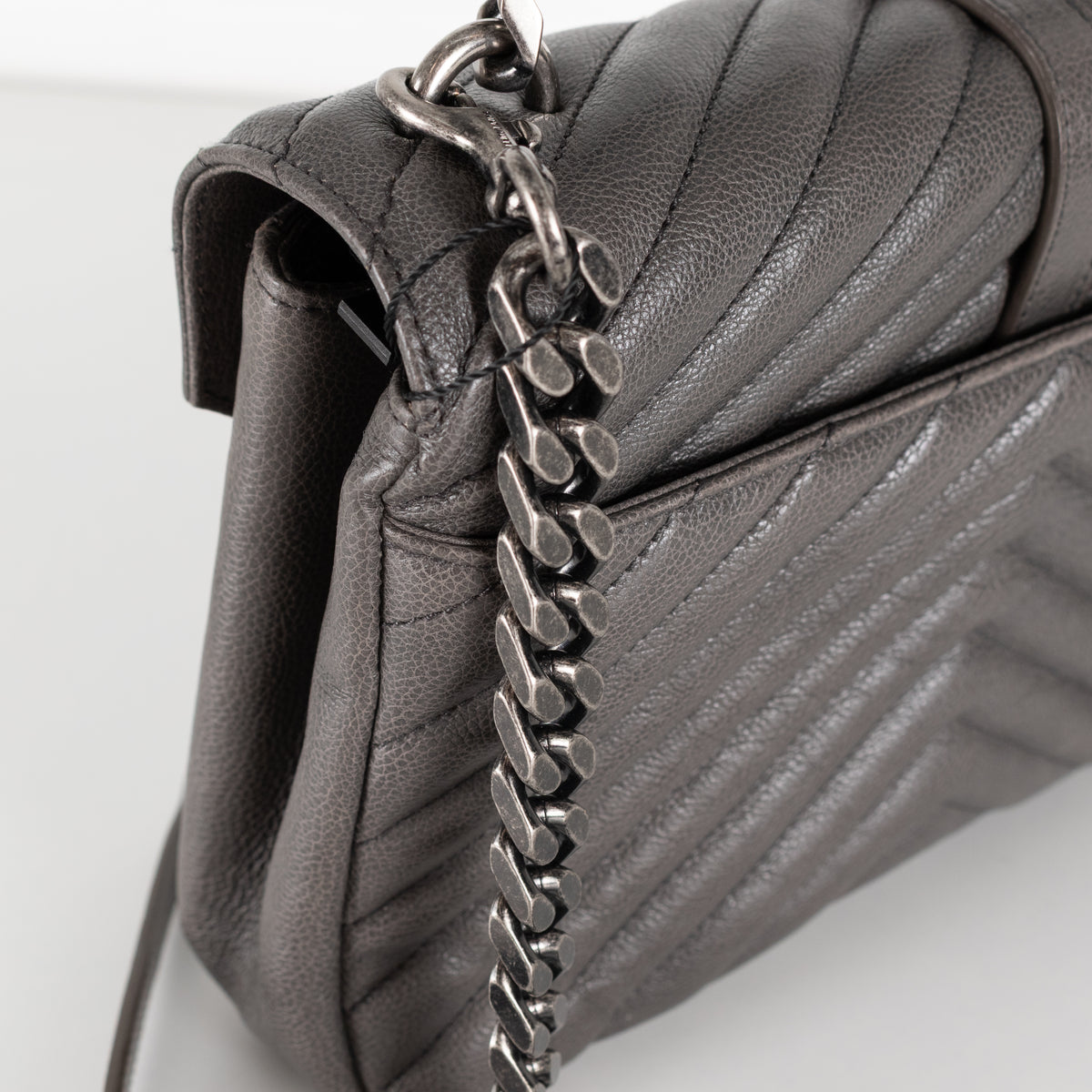 Saint Laurent Grey Leather College Monogram Crossbody