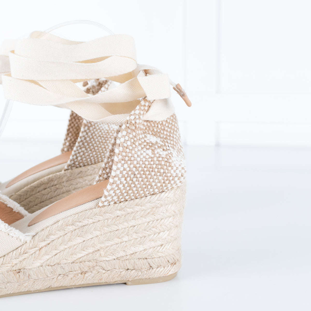 Castaner Ivory Wedge Canvas Espadrilles With Frayed Straps