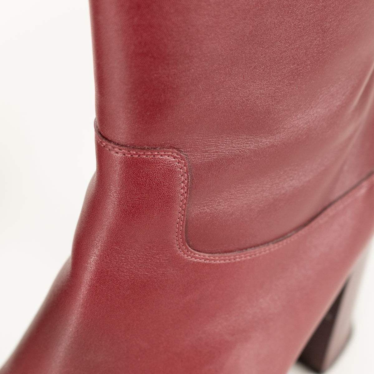 Chanel Short Burgundy Calf Skin Boots