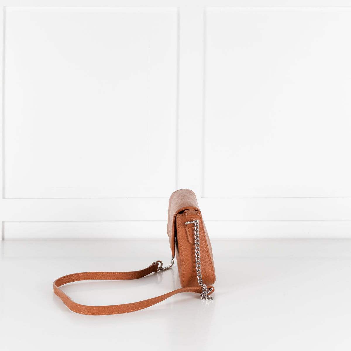 Ines De La Fressange Tan Grainy Leather Crossbody Bag