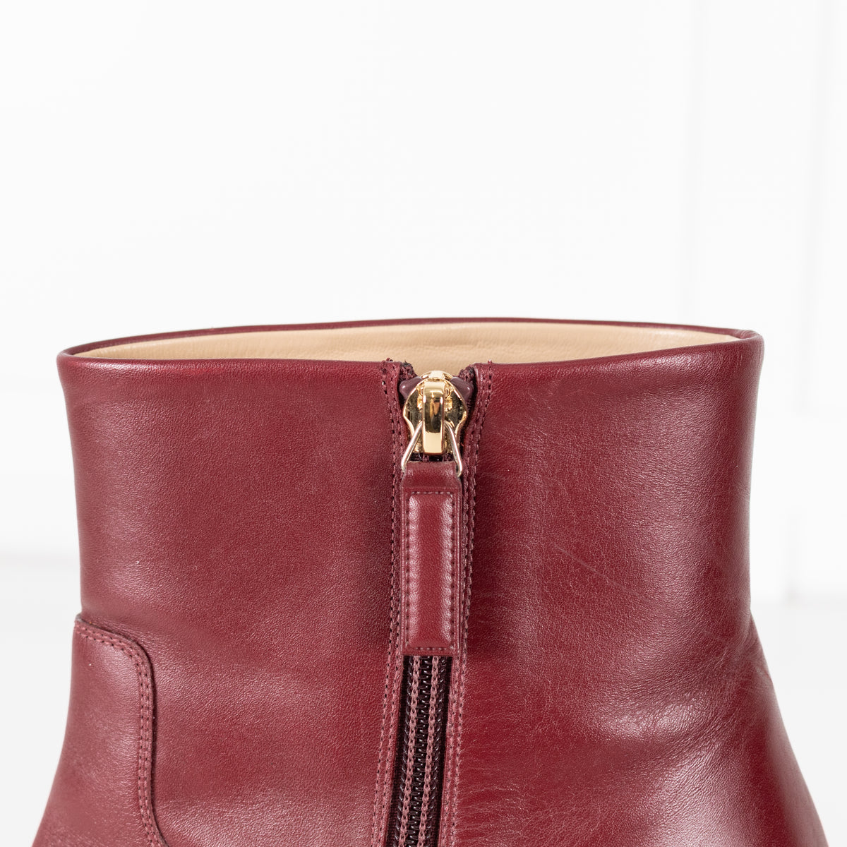 Chanel Short Burgundy Calf Skin Boots