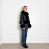 Charlotte Simone Black Faux Leather Fur Trimmed Jacket