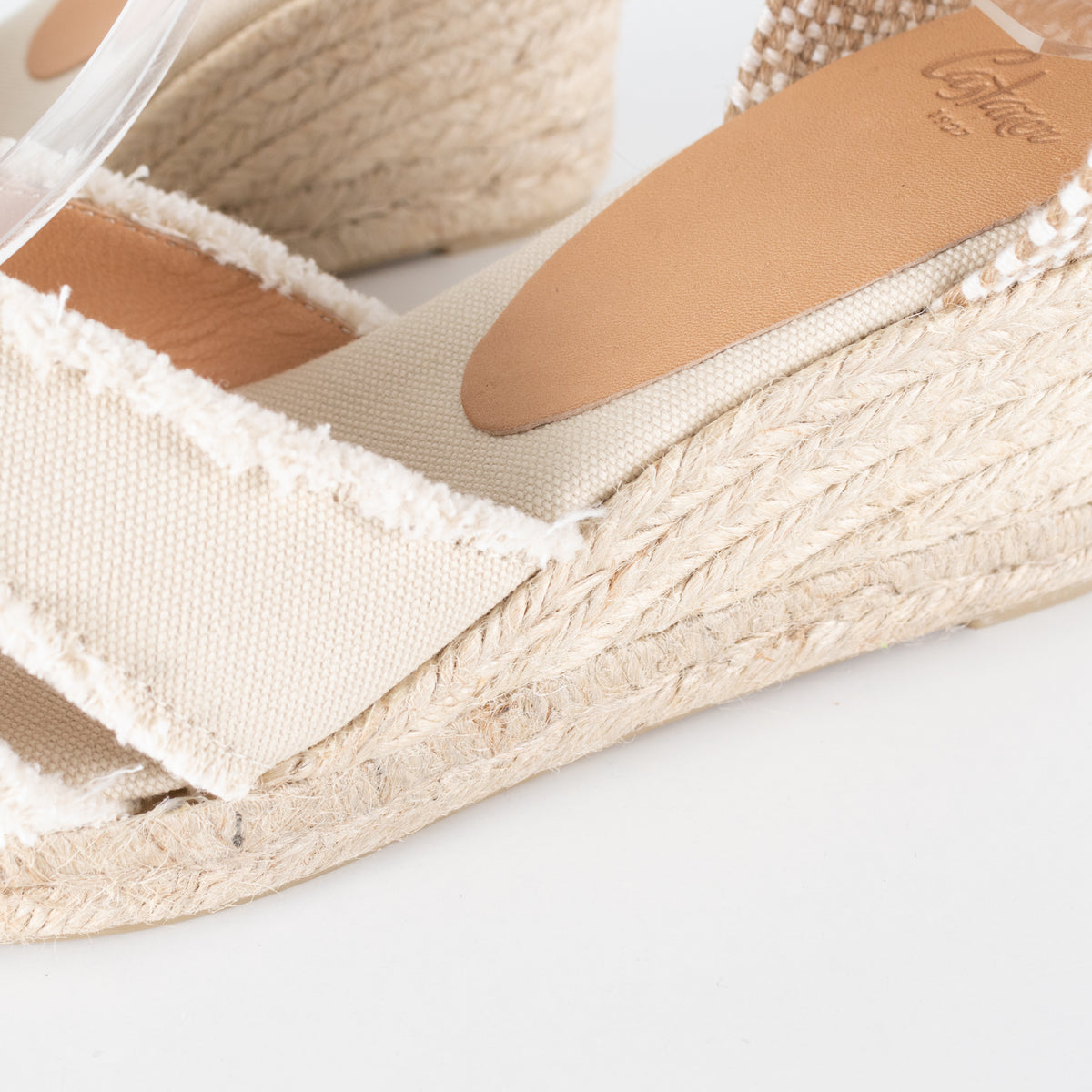 Castaner Ivory Wedge Canvas Espadrilles With Frayed Straps