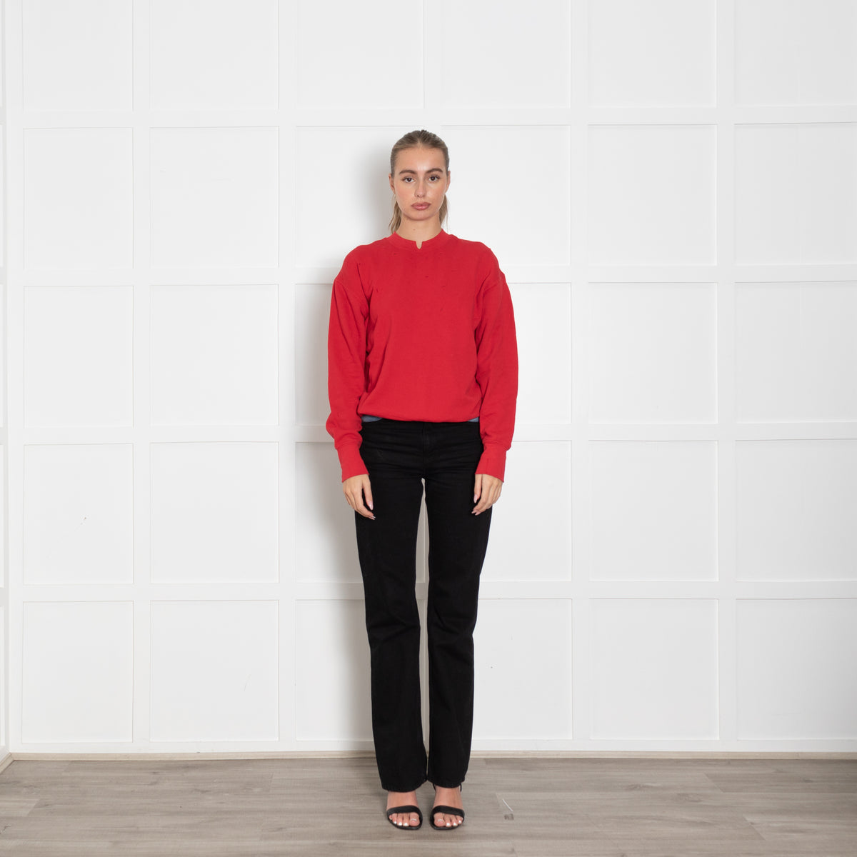 Helmut Lang Red Sweatshirt With Holes Detail