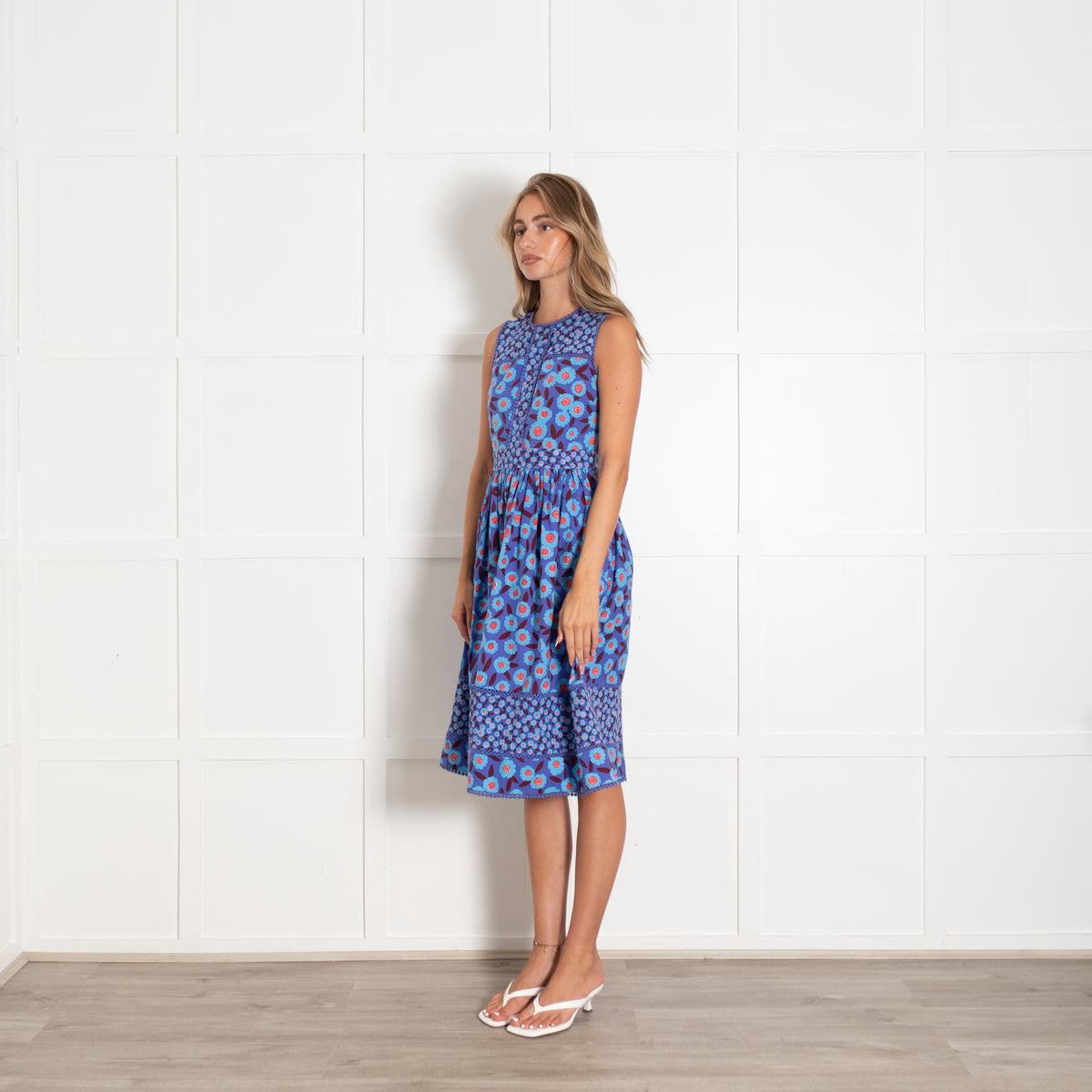 Kate Spade Purple Blue Floral Sleeveless Cotton Dress