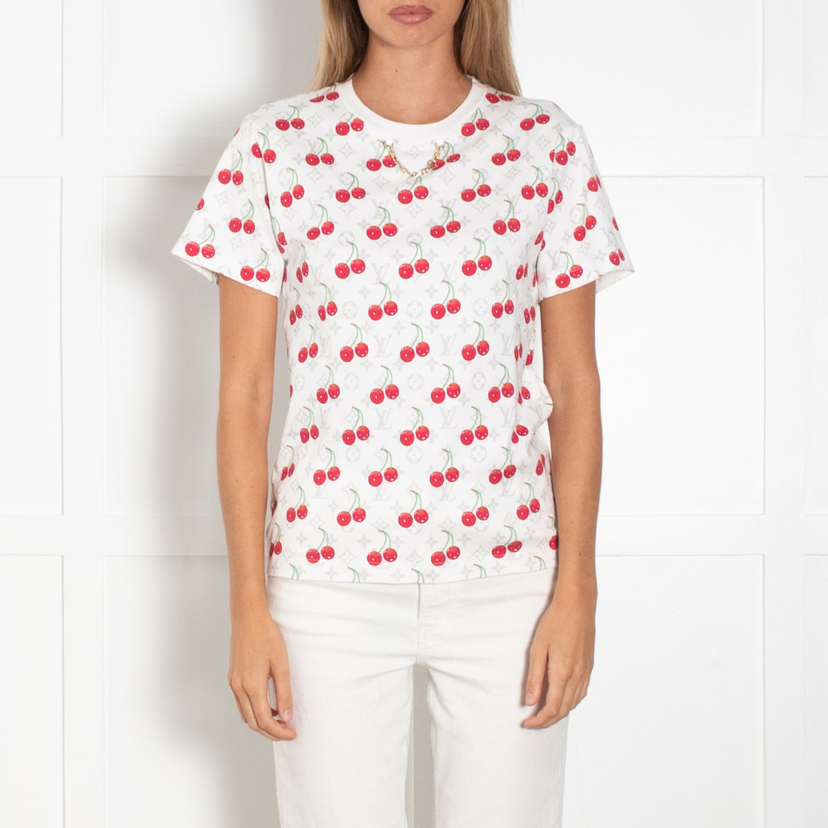 Louis Vuitton x Takashi Murakami White Red Cheery Print Cotton Shirt
