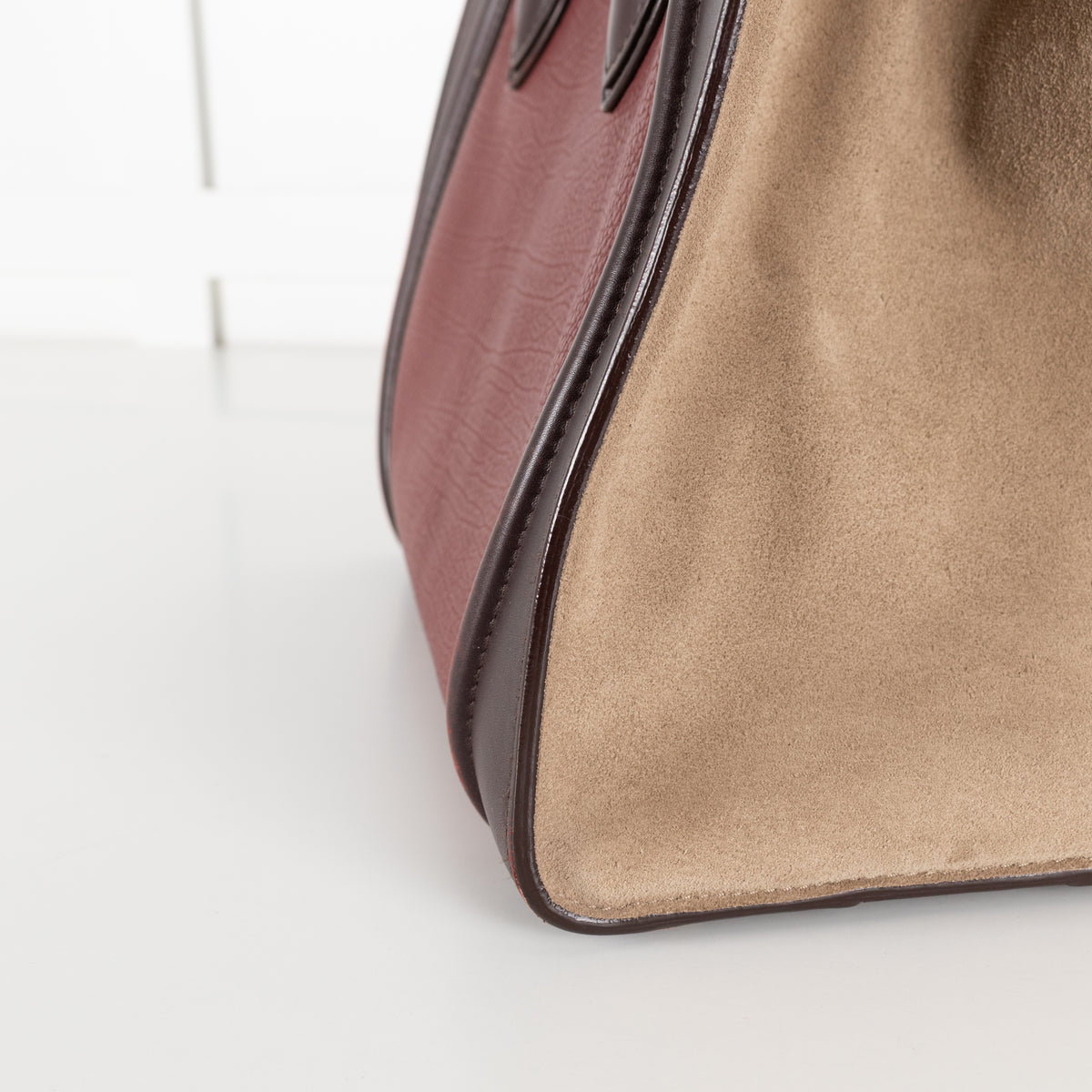 Celine Brown Burgundy Leather Luggage Nano Bag