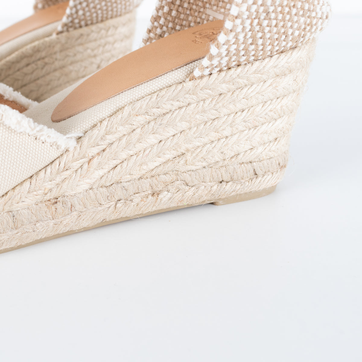 Castaner Ivory Wedge Canvas Espadrilles With Frayed Straps