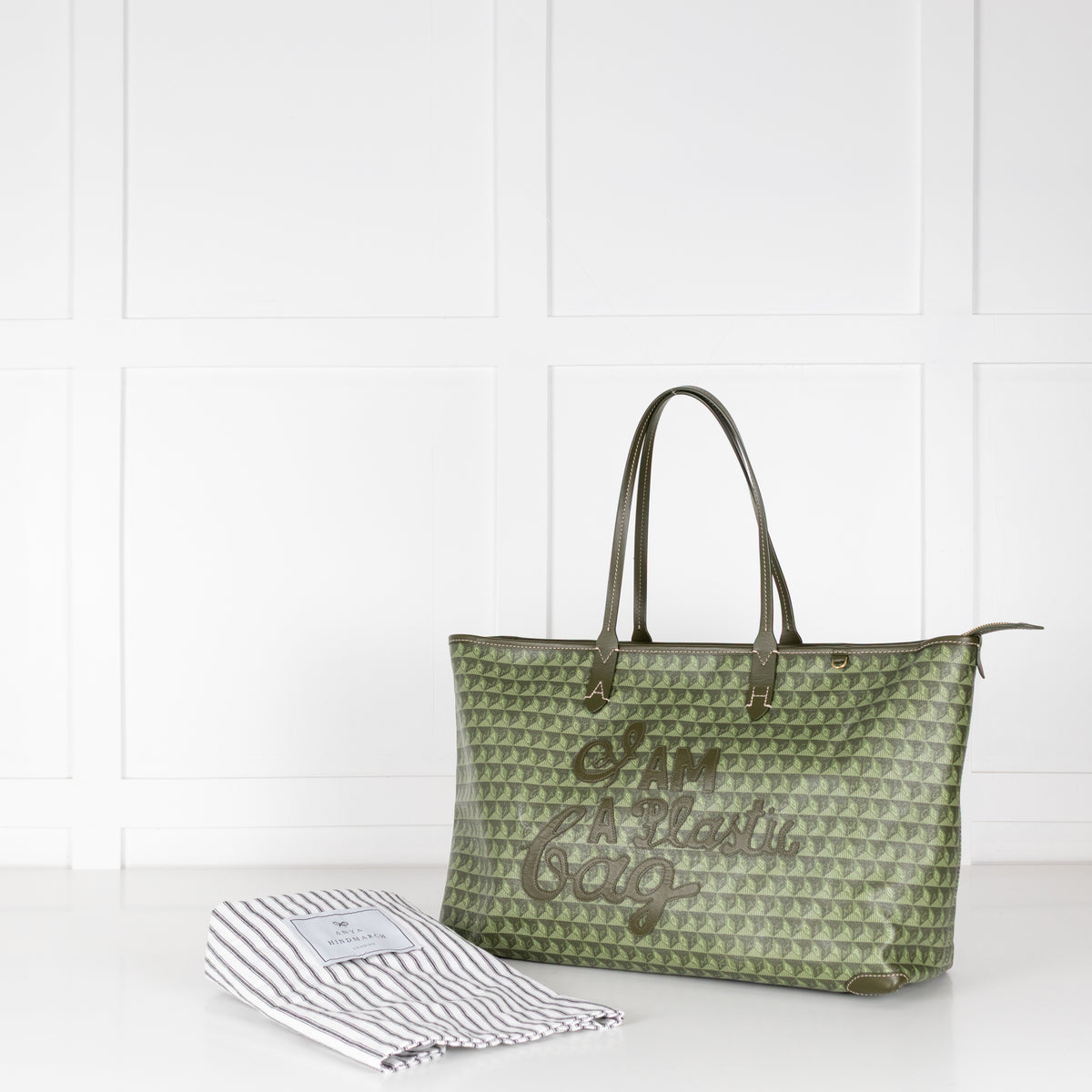 Anya Hindmarch Khaki Large I'm A Plastic Bag