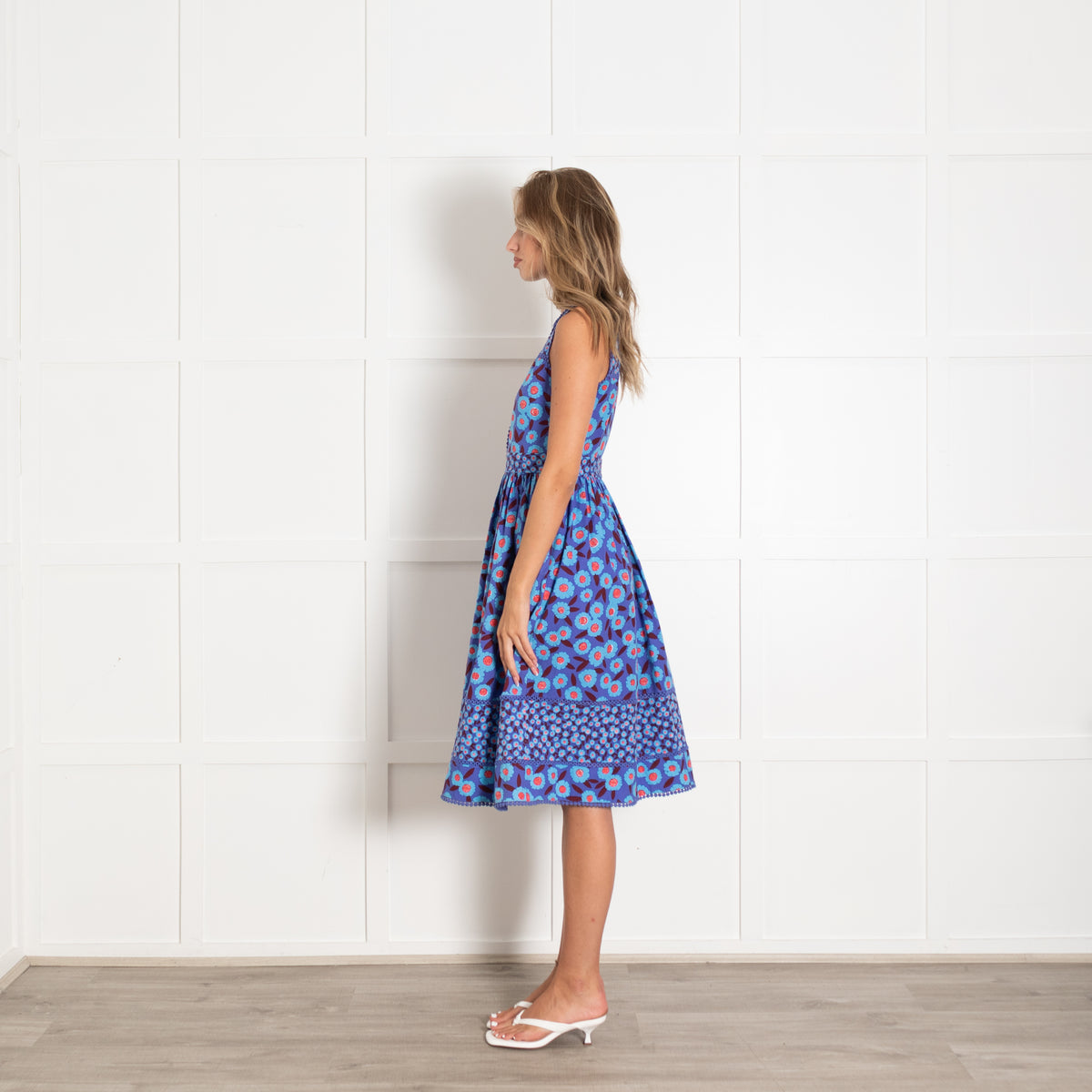 Kate Spade Purple Blue Floral Sleeveless Cotton Dress