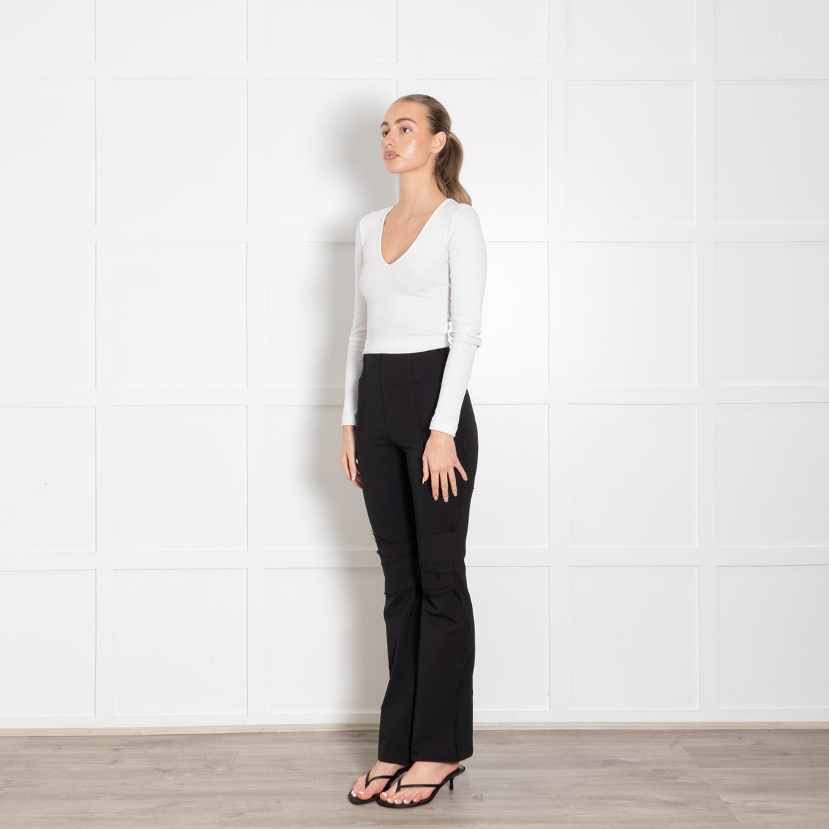 Talia Byre Black Freyed Hem Trousers