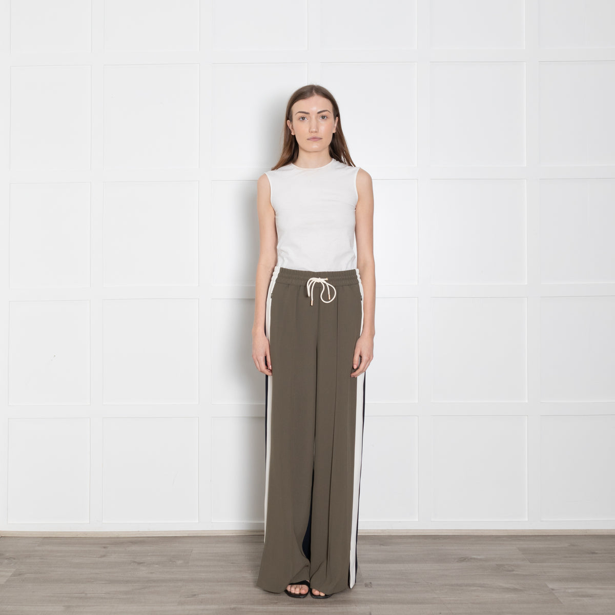 Me + Em Khaki Black Side Stipe Trousers