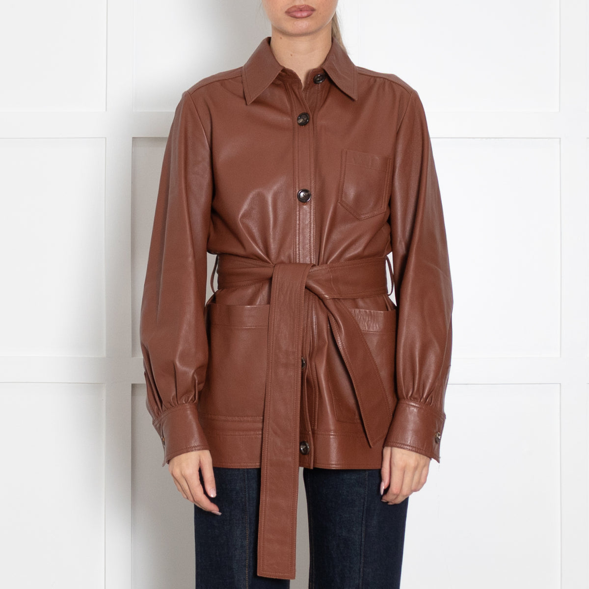 Joseph Tan Leather Jacket With Belt