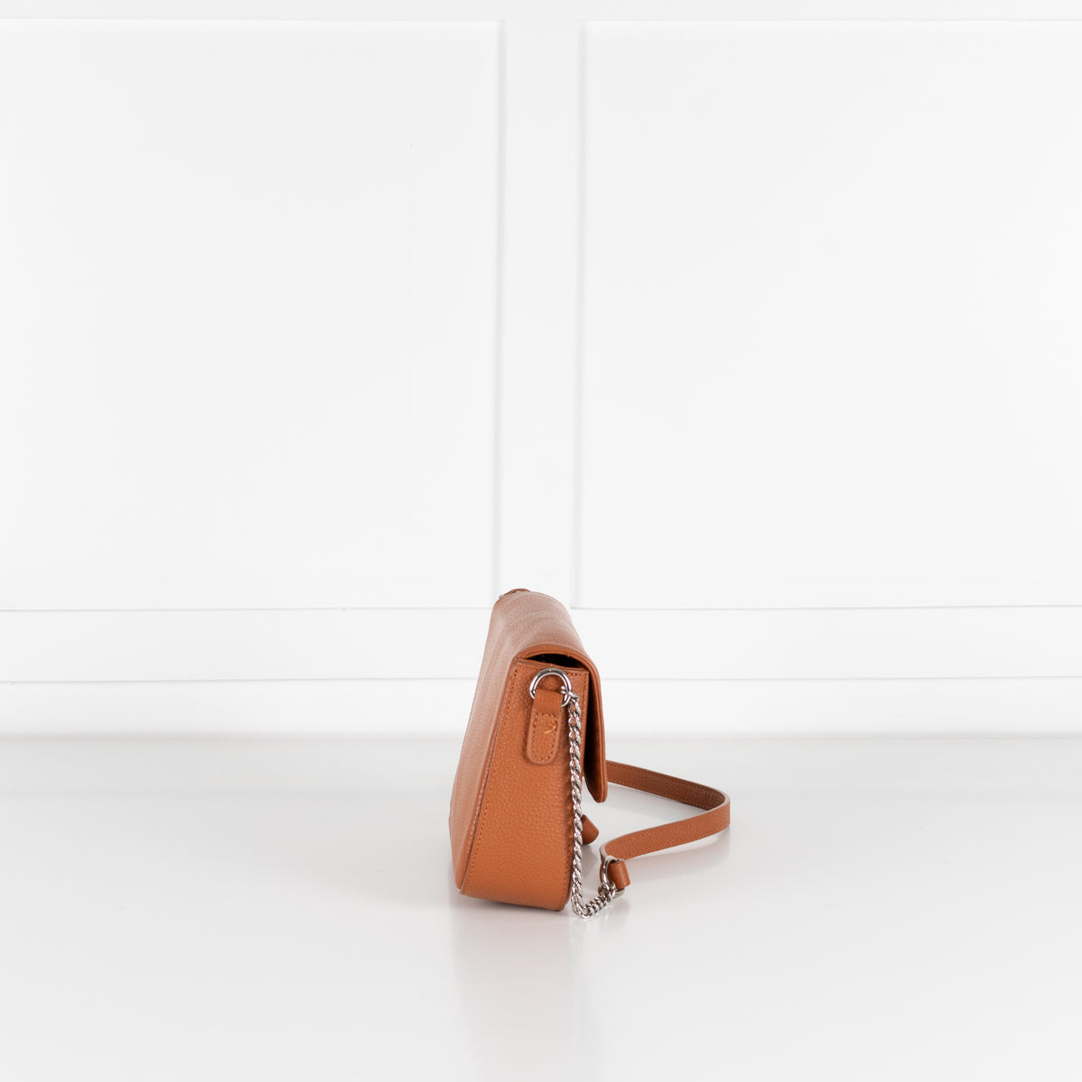 Ines De La Fressange Tan Grainy Leather Crossbody Bag