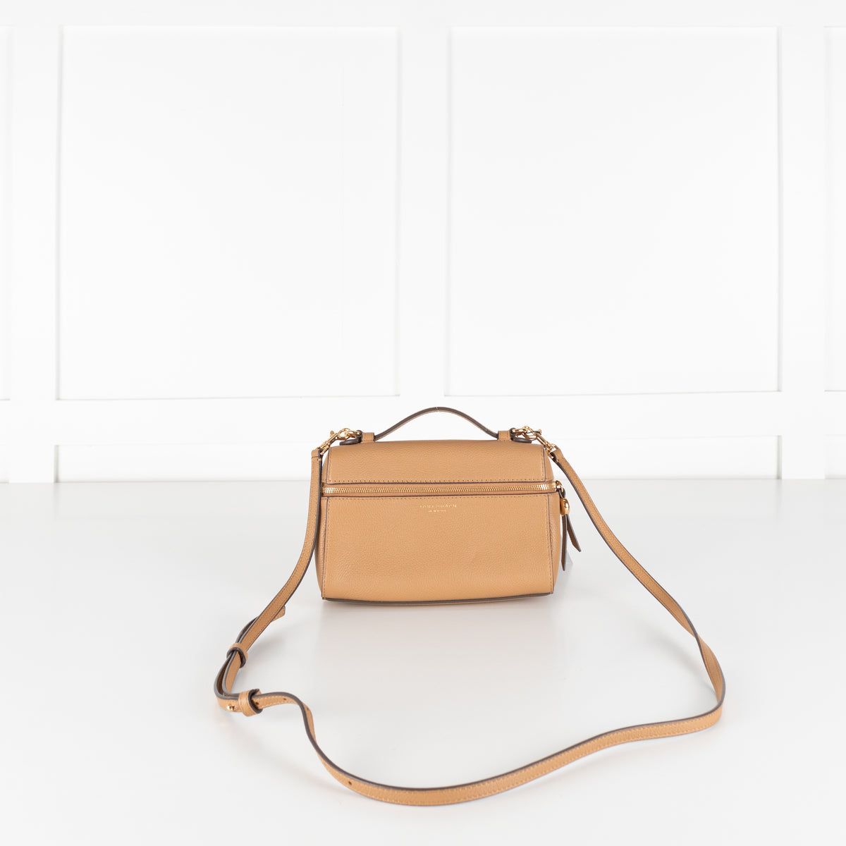 Tory Burch Romy Slim Taupe Leather Crossbody Bag