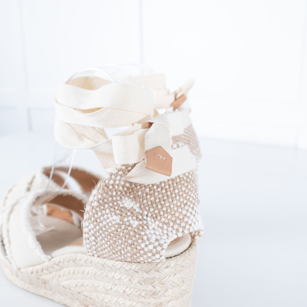 Castaner Ivory Wedge Canvas Espadrilles With Frayed Straps