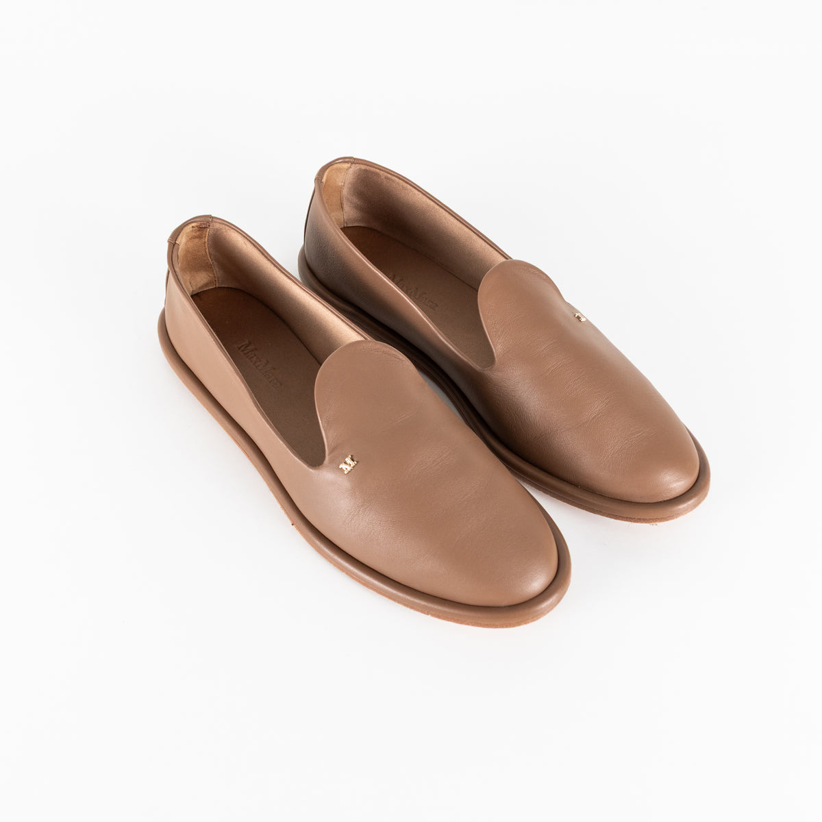 Max Mara Brown Leather Leen Slippers