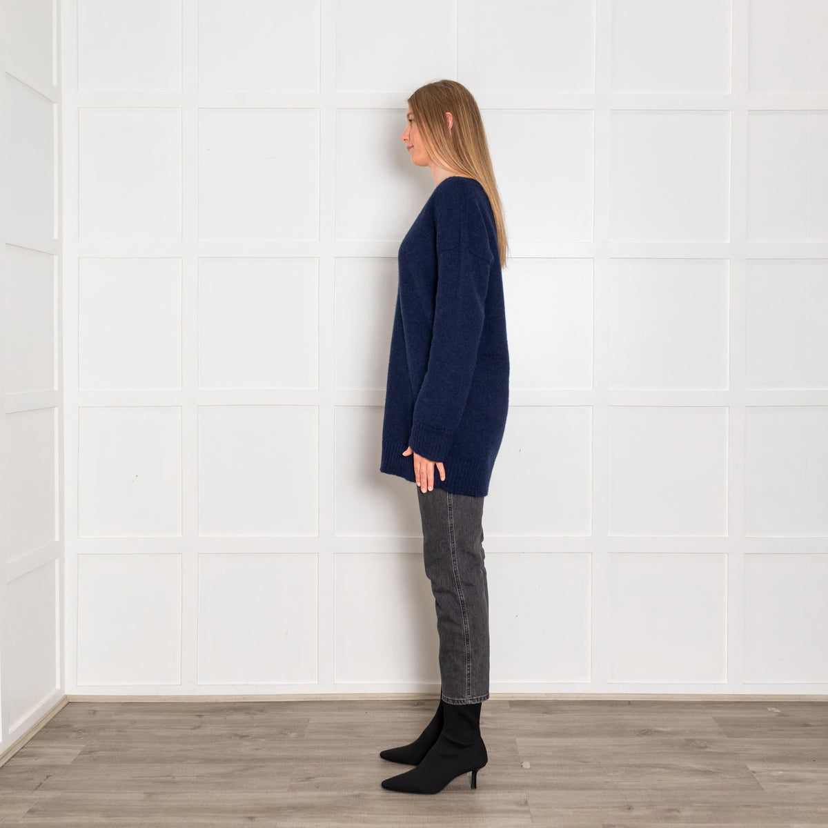 Prada Navy Blue V Neck Wool Blend Jumper