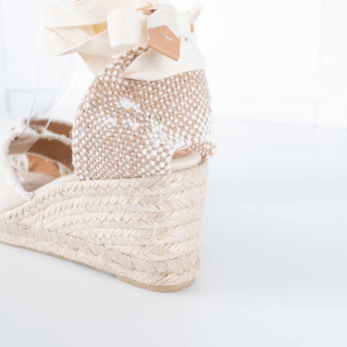 Castaner Ivory Wedge Canvas Espadrilles With Frayed Straps