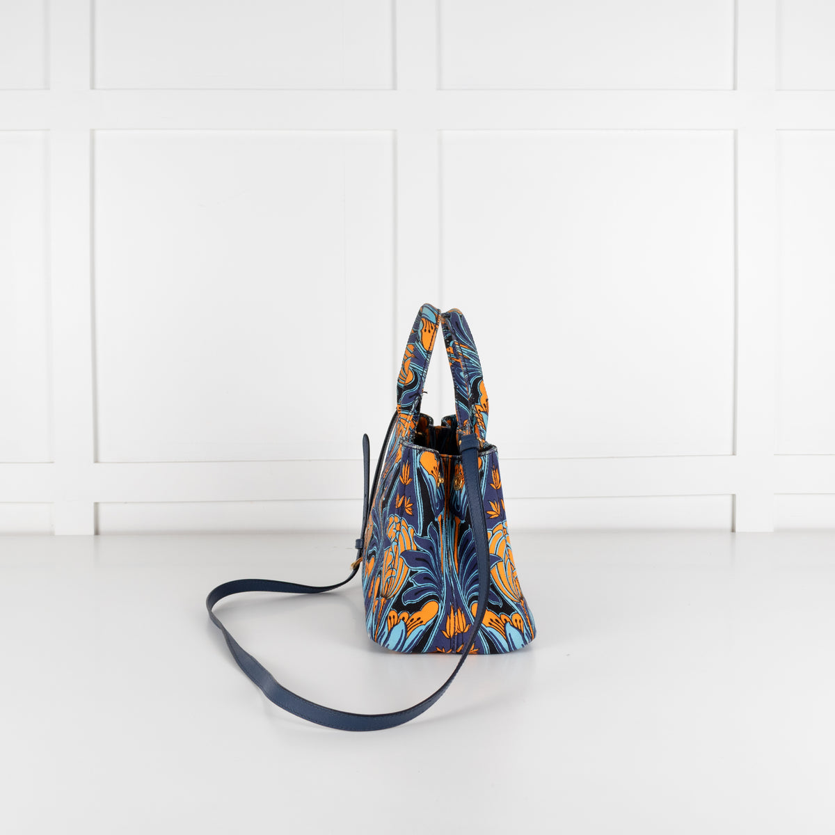 Prada Blue Orange Canvas Canapa Tulipano Handbag