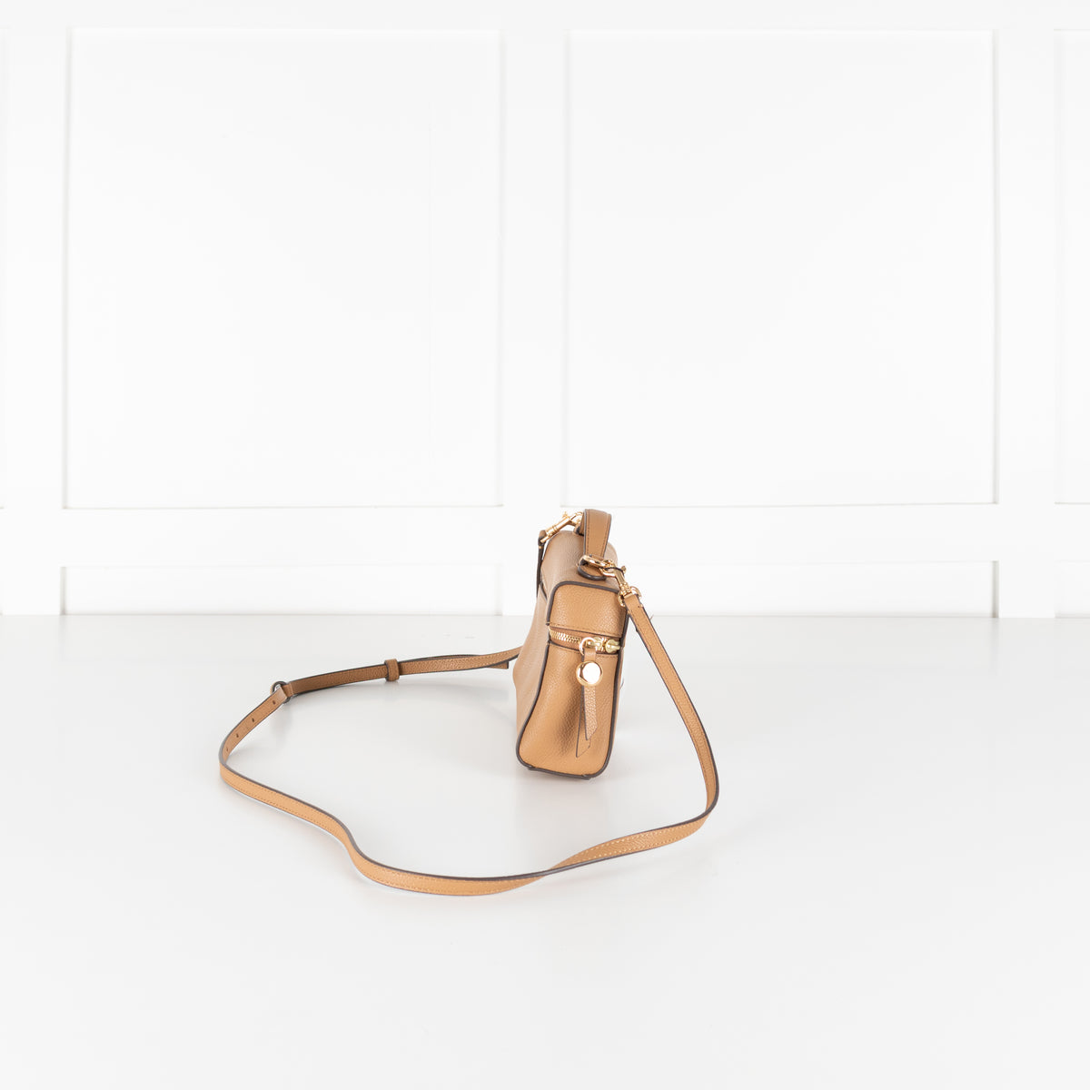 Tory Burch Romy Slim Taupe Leather Crossbody Bag