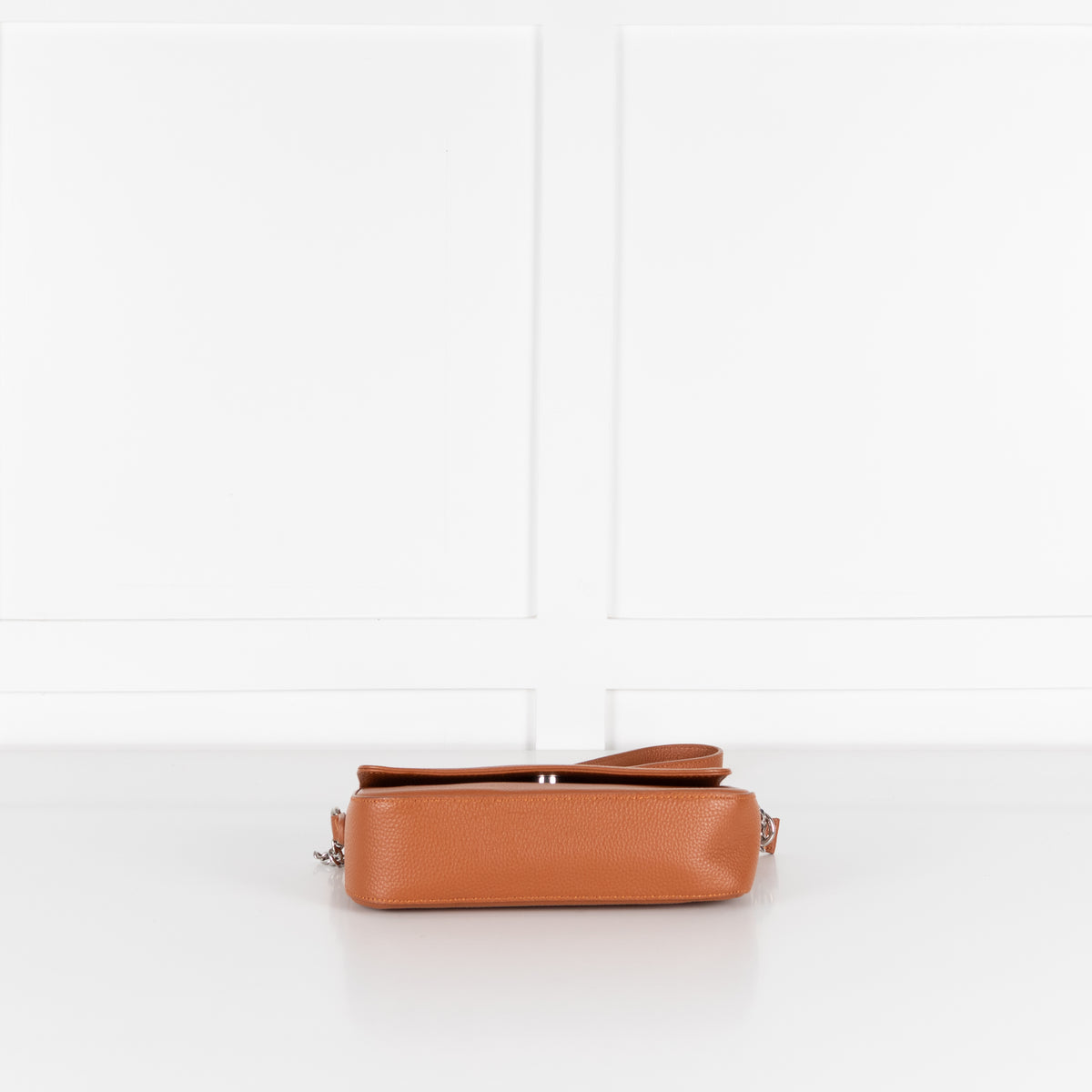 Ines De La Fressange Tan Grainy Leather Crossbody Bag