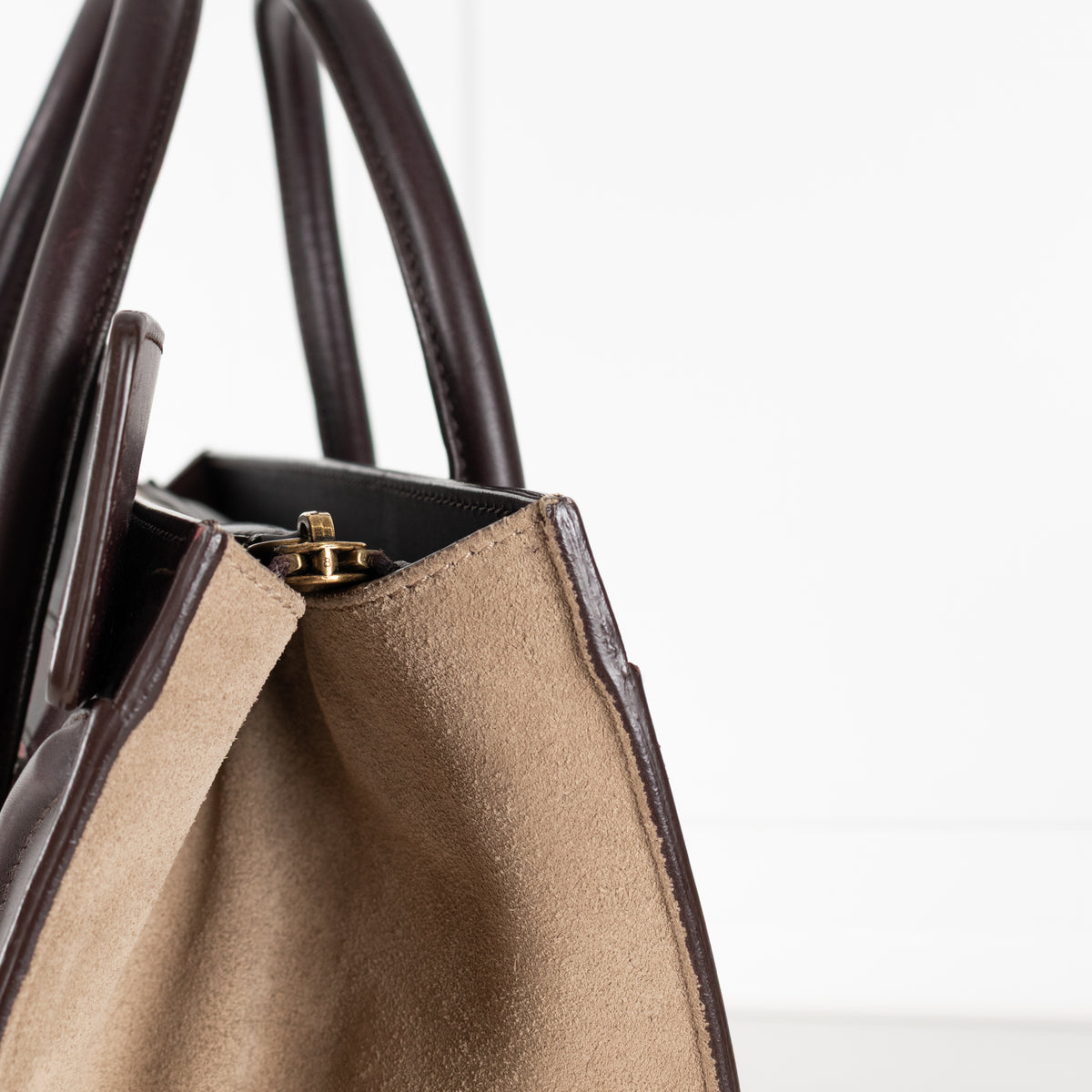 Celine Brown Burgundy Leather Luggage Nano Bag