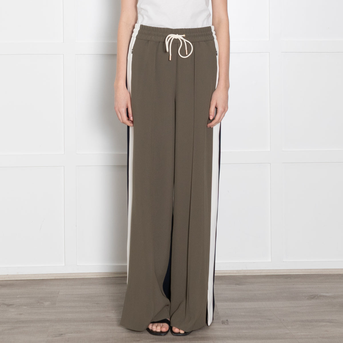 Me + Em Khaki Black Side Stipe Trousers