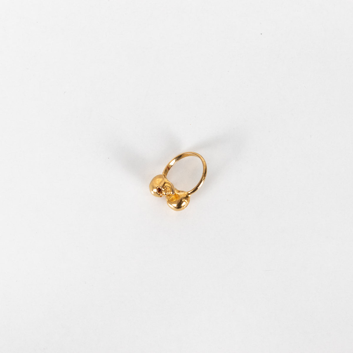 Alexander McQueen Gold Tone Dual Skull Ring