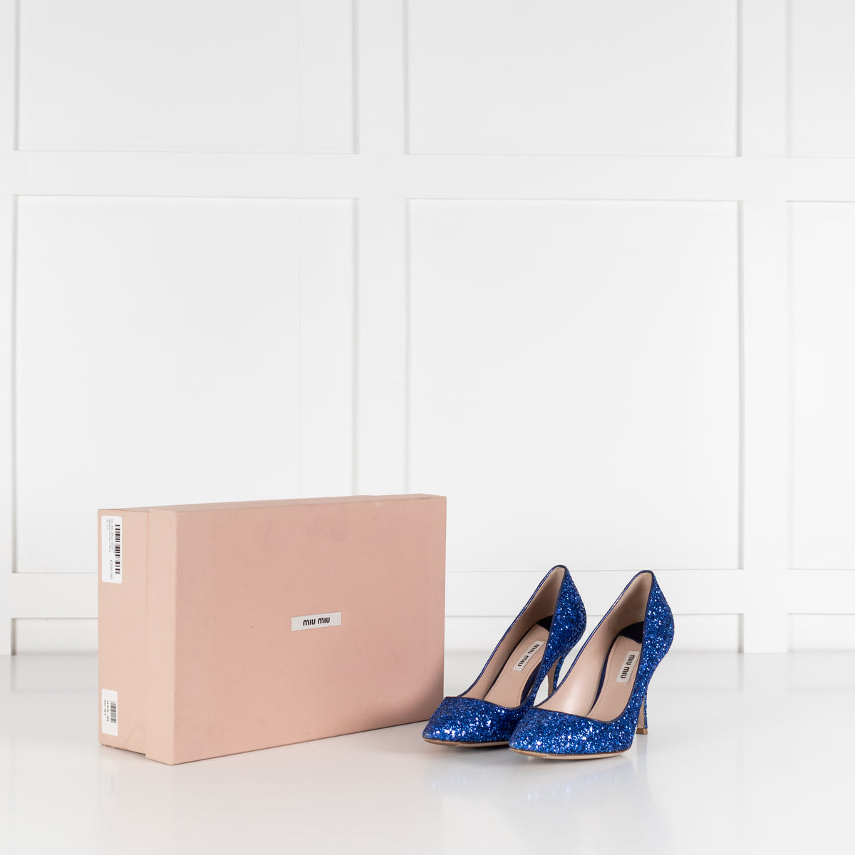 Miu Miu Blue Glitter Heeled Shoes