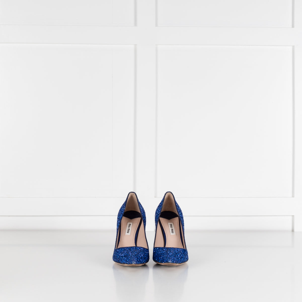 Miu Miu Blue Glitter Heeled Shoes
