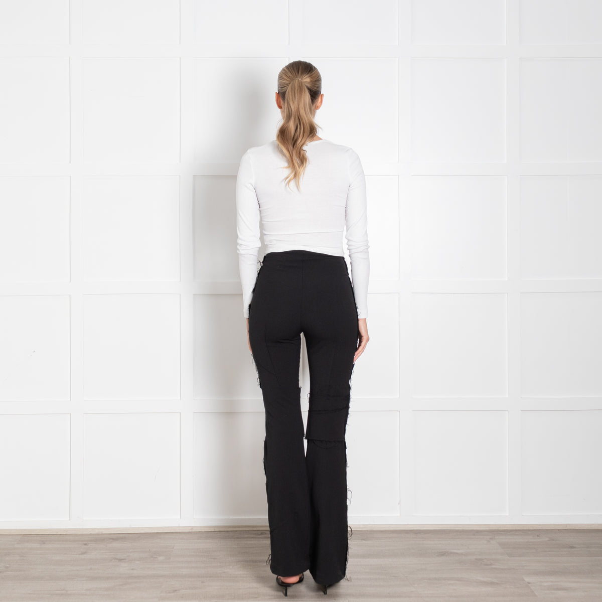 Talia Byre Black Freyed Hem Trousers