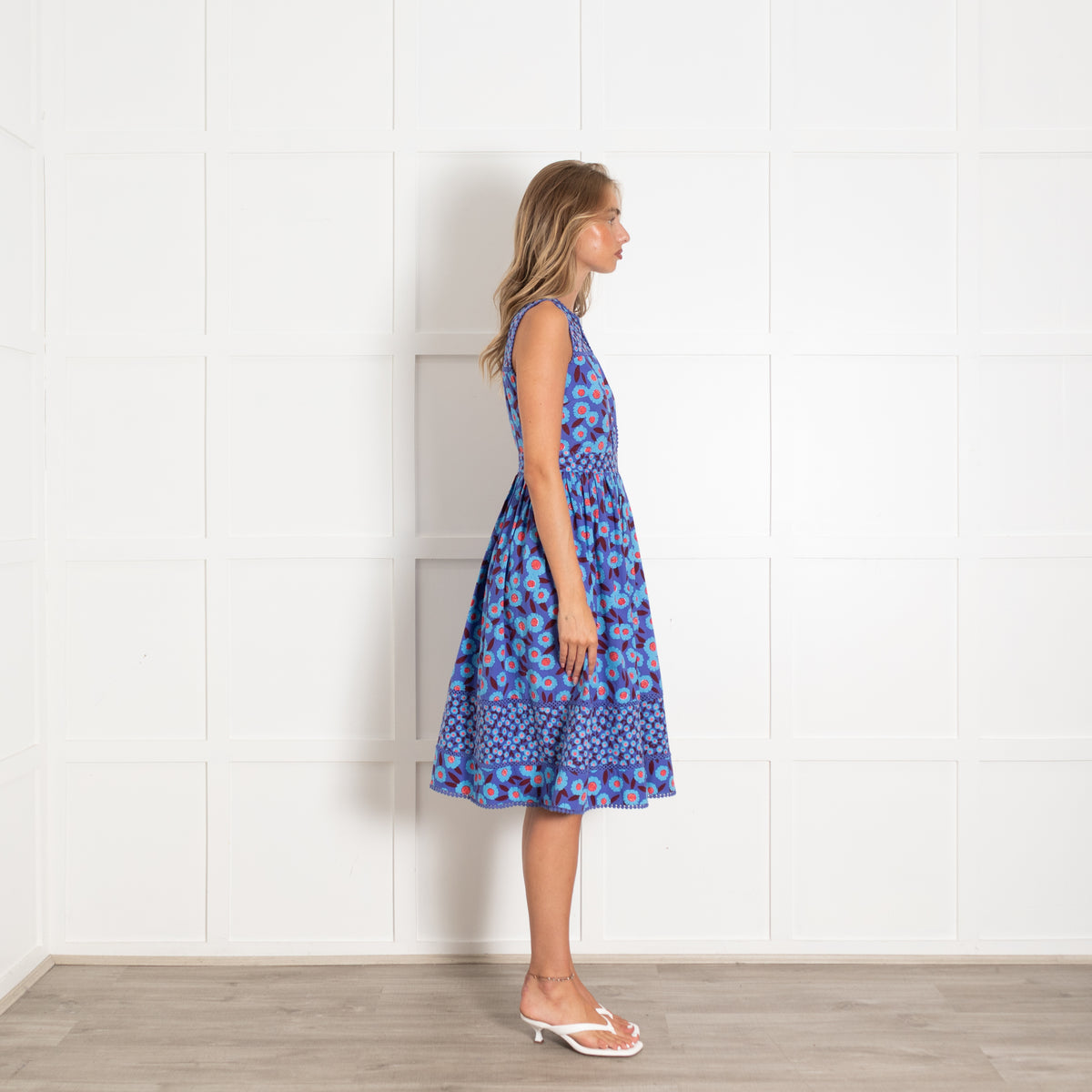 Kate Spade Purple Blue Floral Sleeveless Cotton Dress