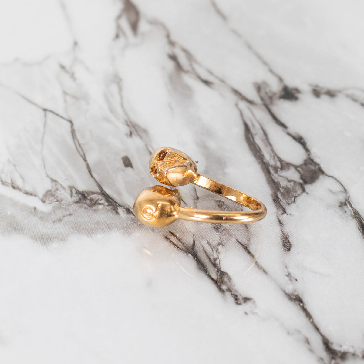 Alexander McQueen Gold Tone Dual Skull Ring