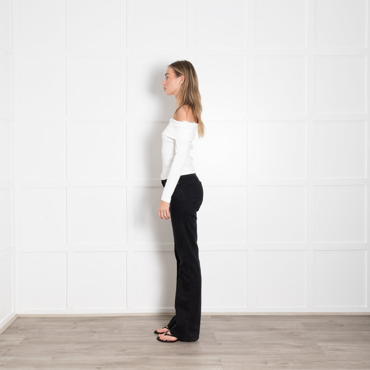 Veronica Beard Jeans Cream Off The Shoulder Long Sleeve Top