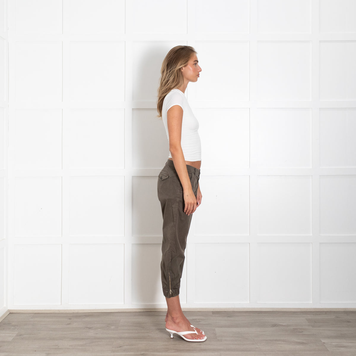J Brand Khaki Trousers With Elastic Ankles