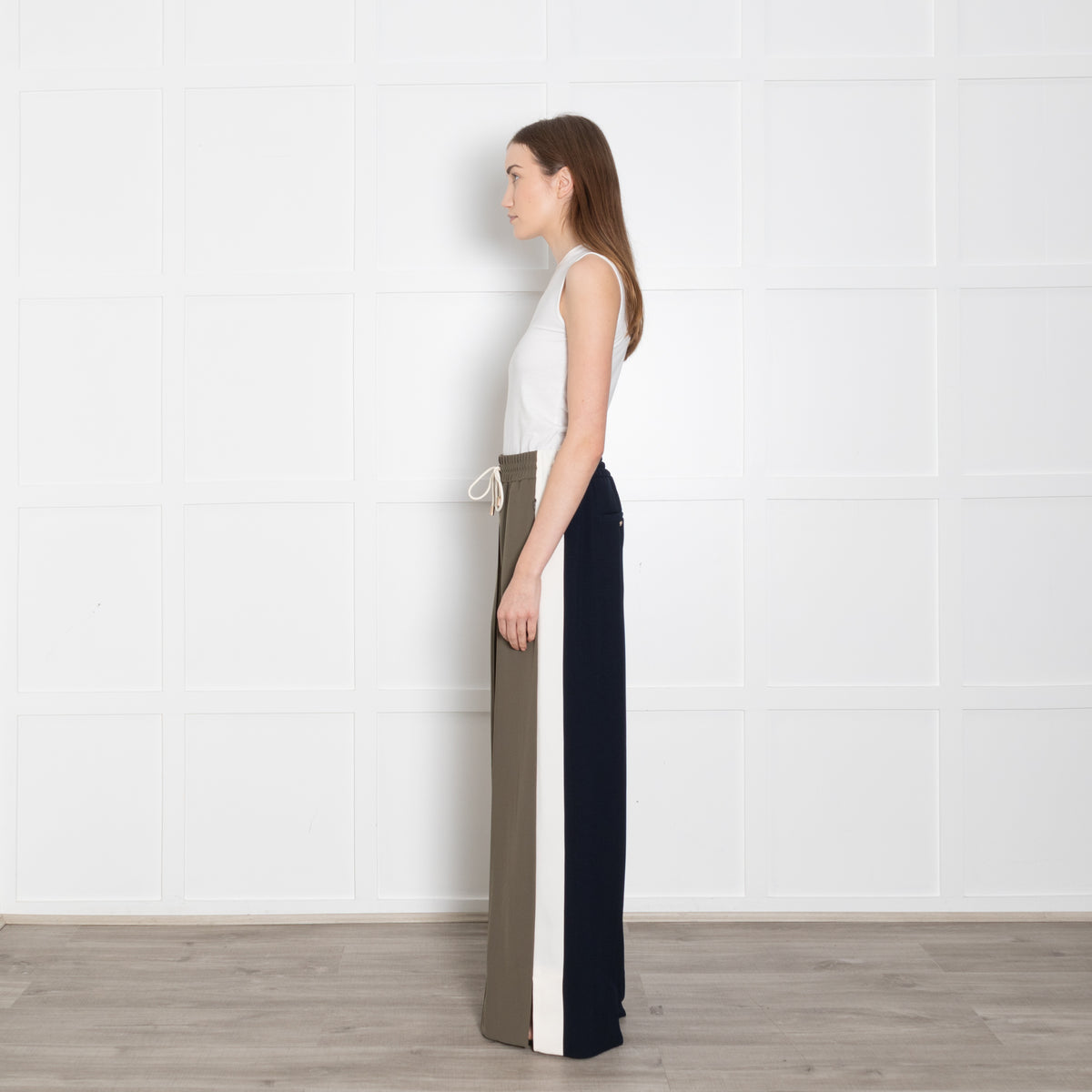 Me + Em Khaki Black Side Stipe Trousers