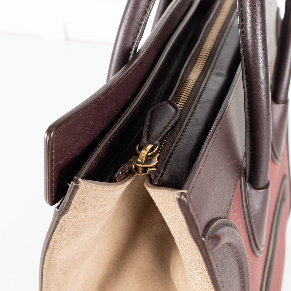 Celine Brown Burgundy Leather Luggage Nano Bag